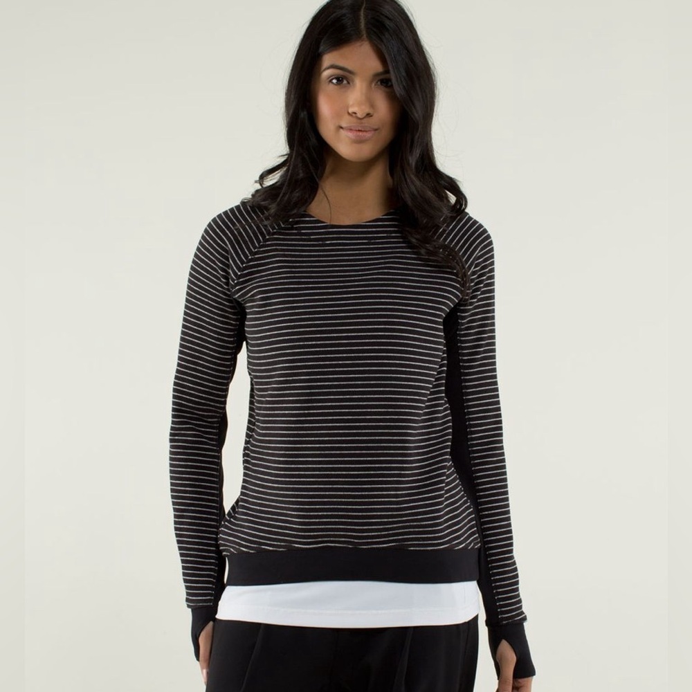 Lululemon Fleet Street Pullover Parallel Stripe Black Sweater White/Black 10
